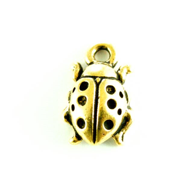 Ladybug Charm - Antique Gold Plate