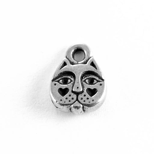Kittyface Charm - Antique Silver Plate