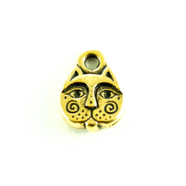 Kittyface Charm - Antique Gold Plate