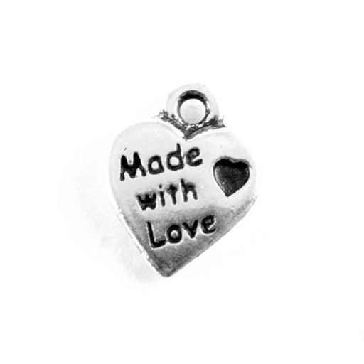 Made With Love Charm - Antique Silver Plate