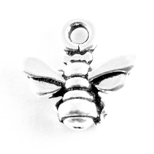 Small Honeybee Charm - Antique Silver Plate