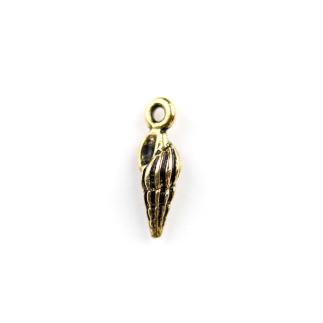 Small Spindle Shell Charm - Antique Gold Plate
