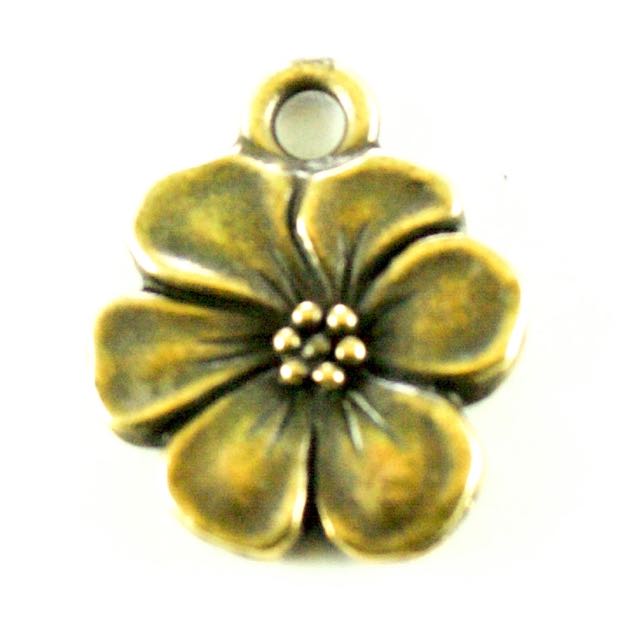 Apple Blossom Charm - Oxidized Brass