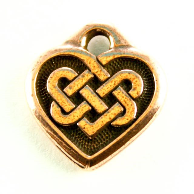 Celtic Heart Charm - Antique Copper Plate