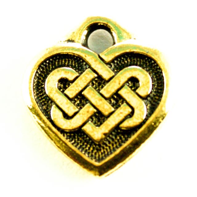 Celtic Heart Charm - Antique Gold Plate