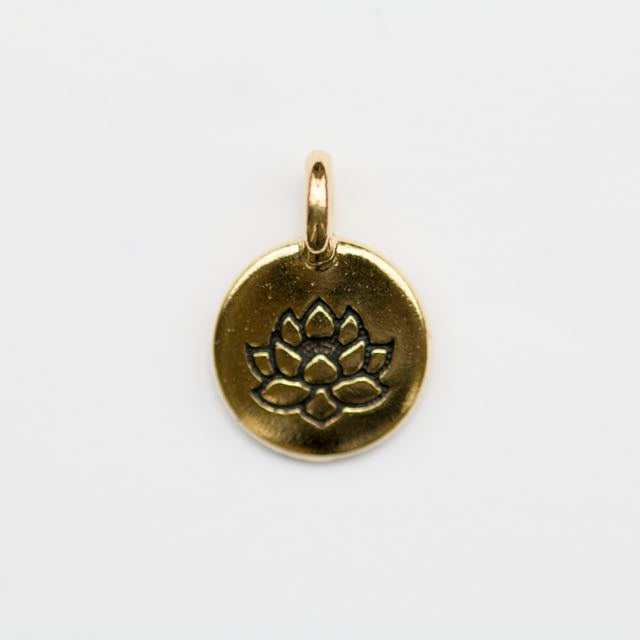 Lotus Charm - Antique Gold Plate