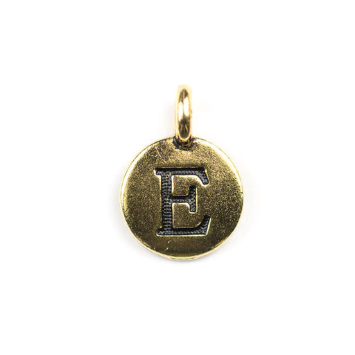 Letter "E" Charm - Antique Gold Plate