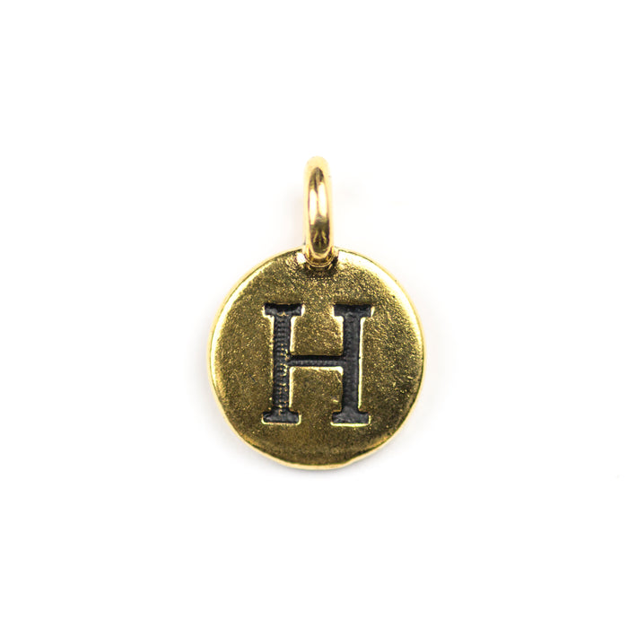 Letter "H" Charm - Antique Gold Plate