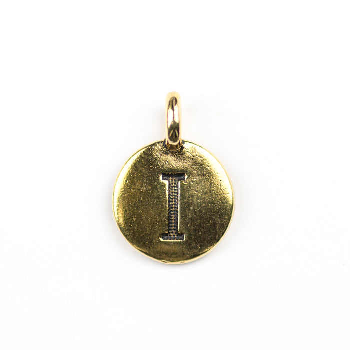 Letter "I" Charm - Antique Gold Plate