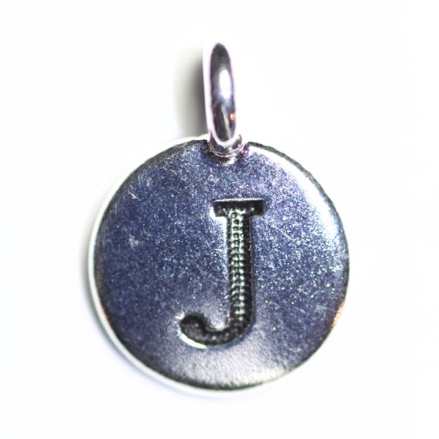 Letter "J" Charm - Antique Silver Plate