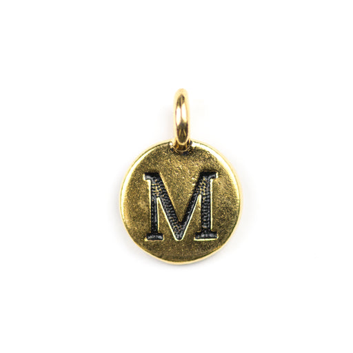 Letter "M" Charm - Antique Gold Plate