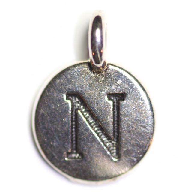 Letter "N" Charm - Antique Silver Plate