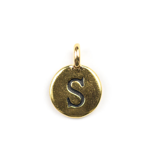 Letter "S" Charm - Antique Gold Plate