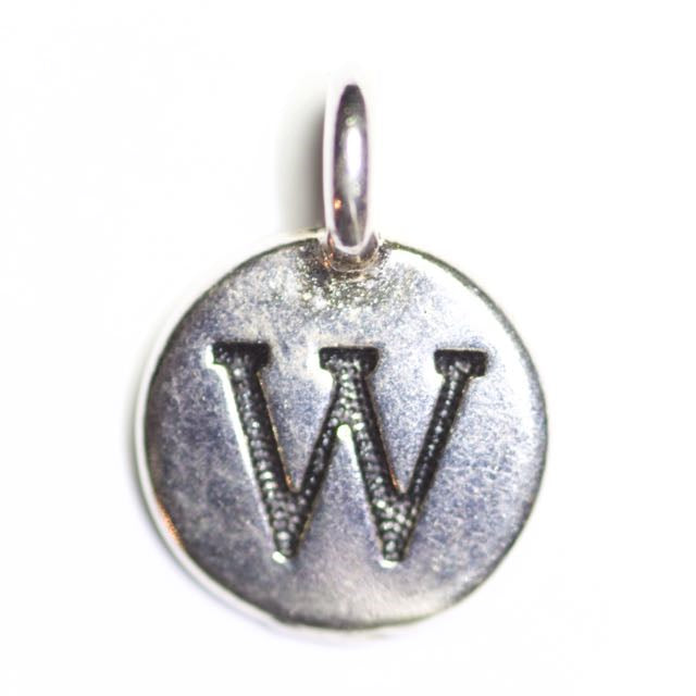 Letter "W" Charm - Antique Silver Plate
