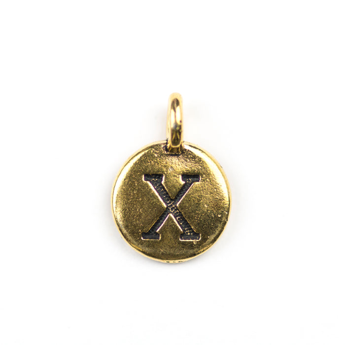 Letter "X" Charm - Antique Gold Plate