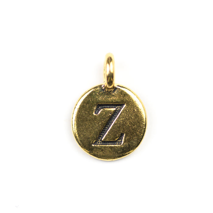 Letter "Z" Charm - Antique Gold Plate