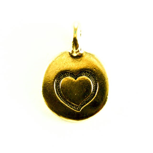 Heart Charm - Antique Gold Plate