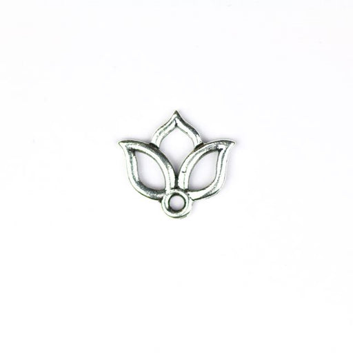 Open Lotus Charm - Antique Silver Plate