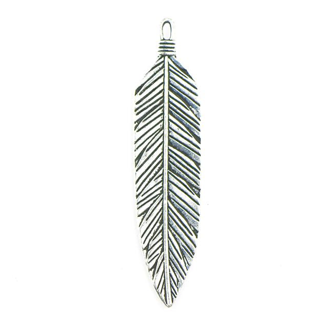 3 Feather Pendant - Antique Silver Plate