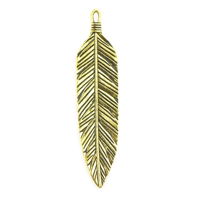 3 Feather Pendant - Antique Gold Plate