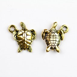 Sea Turtle Charm - Antique Gold Plate