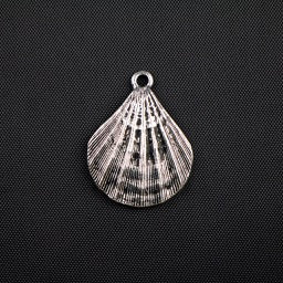 Scalloped Shell Pendant - Antique Silver Plate