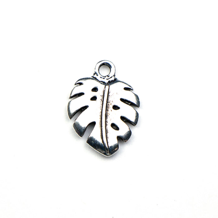 Monstera Charm - Antique Silver Plate