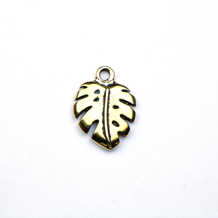 Monstera Charm - Antique Gold Plate