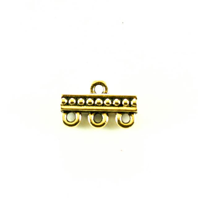 Beaded 3-1 Link - Antique Gold Plate