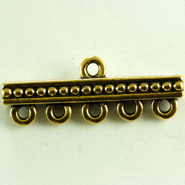 5-1 Beaded Link - Antique Gold Plate