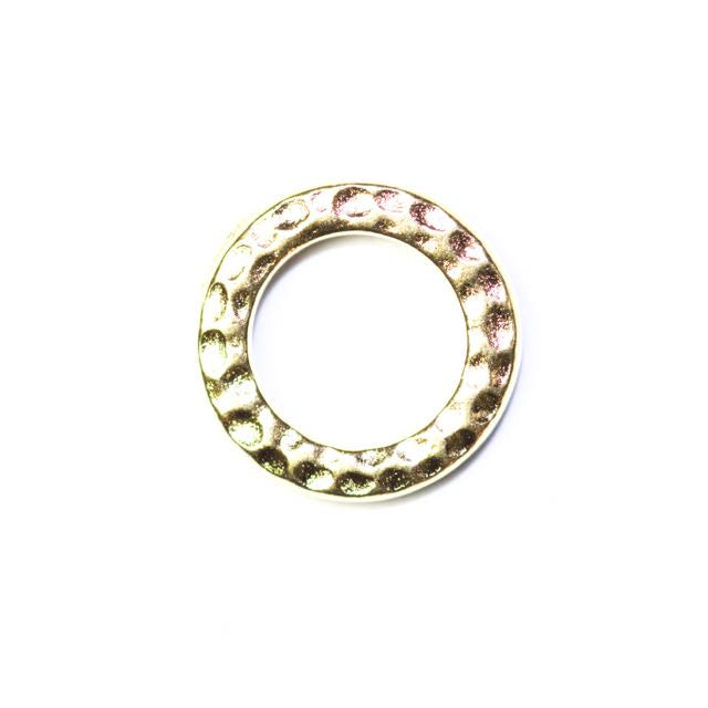 Small Hammered Ring Link - Bright Gold Plate