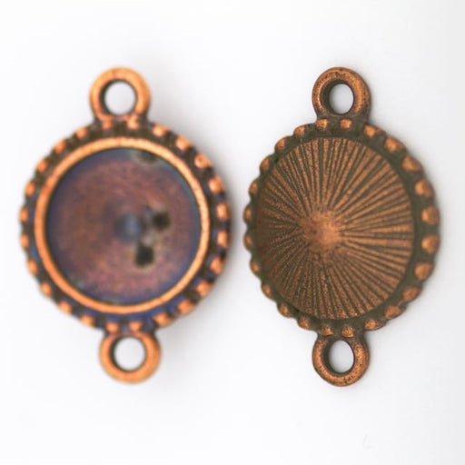 12mm Beaded Round Link Frame - Antique Copper Plate