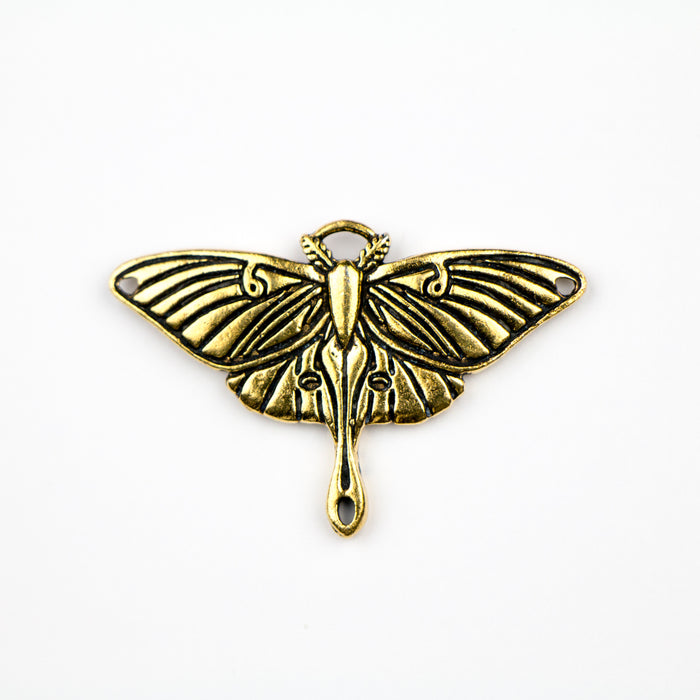 Luna Moth Pendant Link - Antique Gold Plate