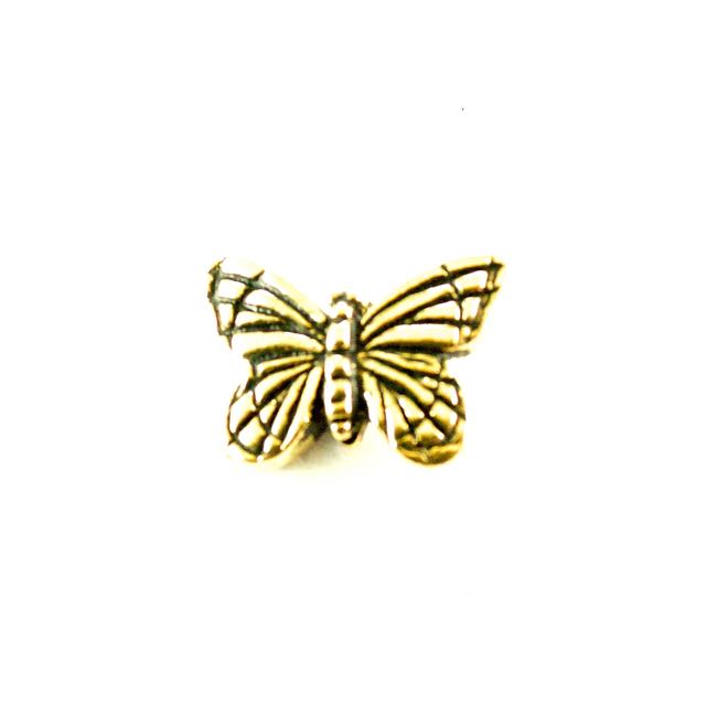 Monarch Butterfly Bead  - Antique Gold Plate
