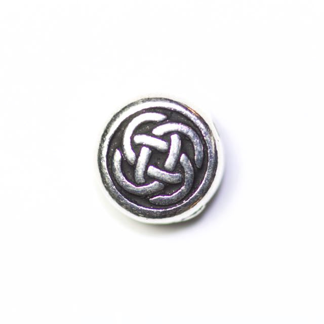 Small Celtic Circle Bead - Antique Silver Plate