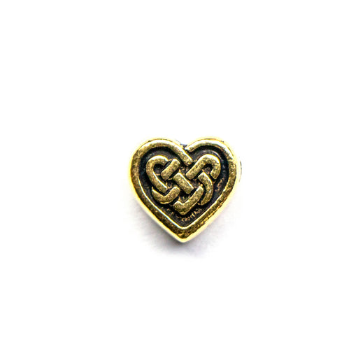 Celtic Heart Bead - Antique Gold Plate