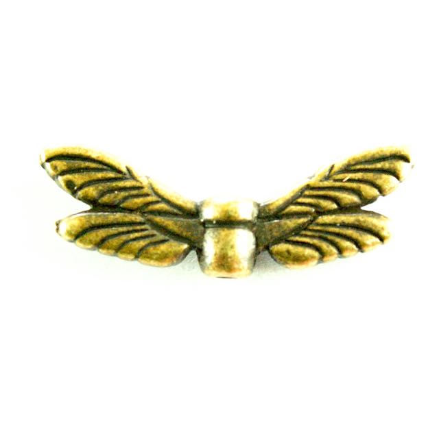 Dragonfly Wings Bead - Antique Gold Plate