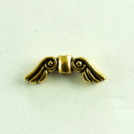 Small Angel Wing Bead - Antique Gold Plate