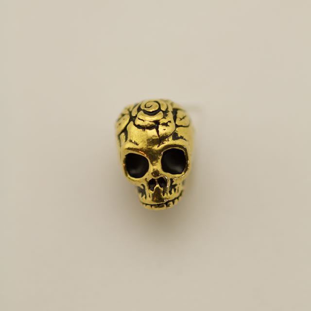 Rose Skull Bead - Antique Gold Plate