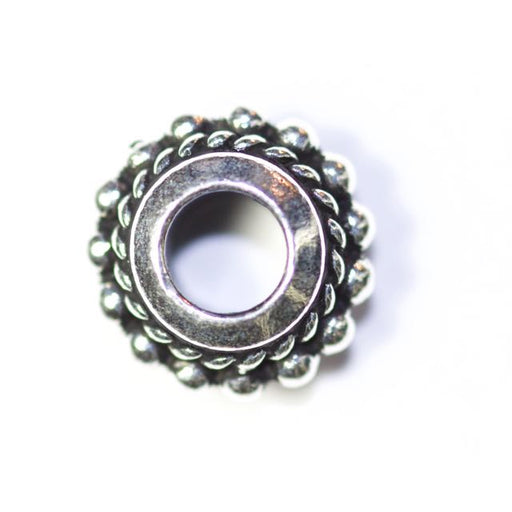 Beaded Twist Euro Bead - Antique Silver Plate