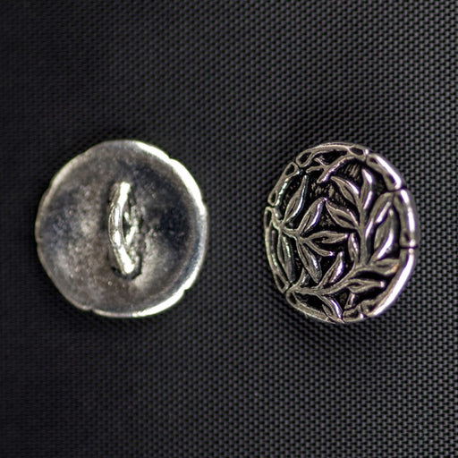 Bamboo Button - Antique Silver Plate