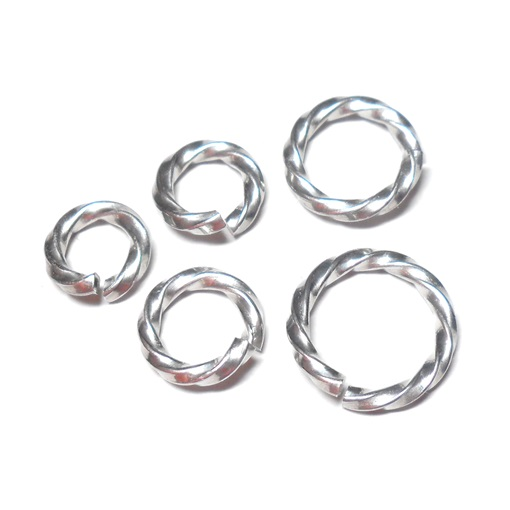 16swg 13/64 (5.4mm ) ID Twisted Square Wire Jump Rings - Bright Aluminum