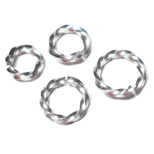 18swg (1.2mm) 1/4 (6.7mm) ID Twisted Square Wire Jump Rings - Bright Aluminum