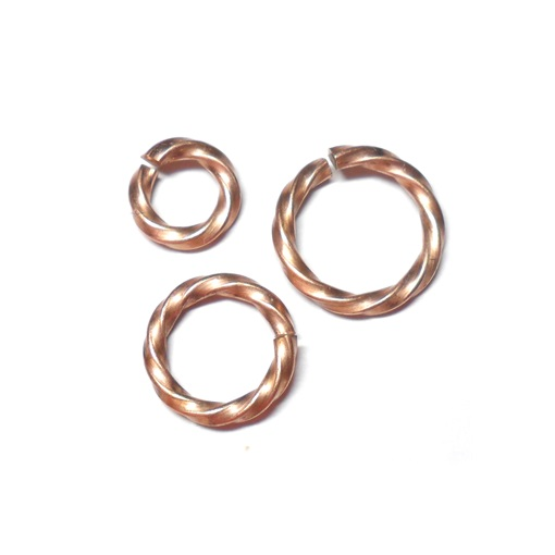 16swg 1/4 (6.6mm) ID Twisted Square Wire Jump Rings - Bronze