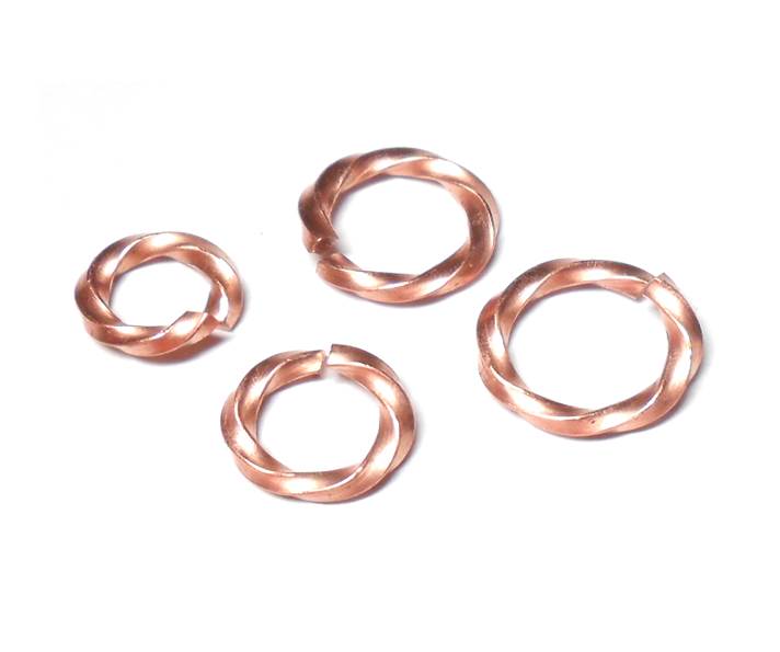 18swg (1.2mm) 5/32 (4.1mm) ID Twisted Square Wire Jump Rings - Copper