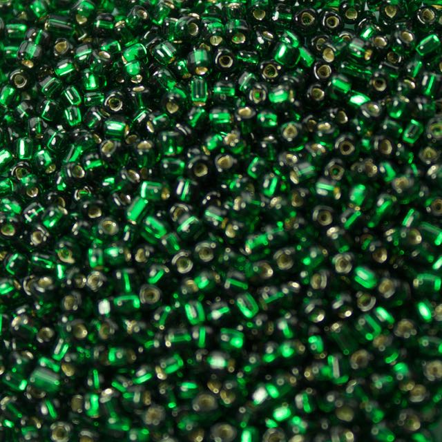 Miyuki 10/0 TRIANGLE Beads - Silverlined Dark Green