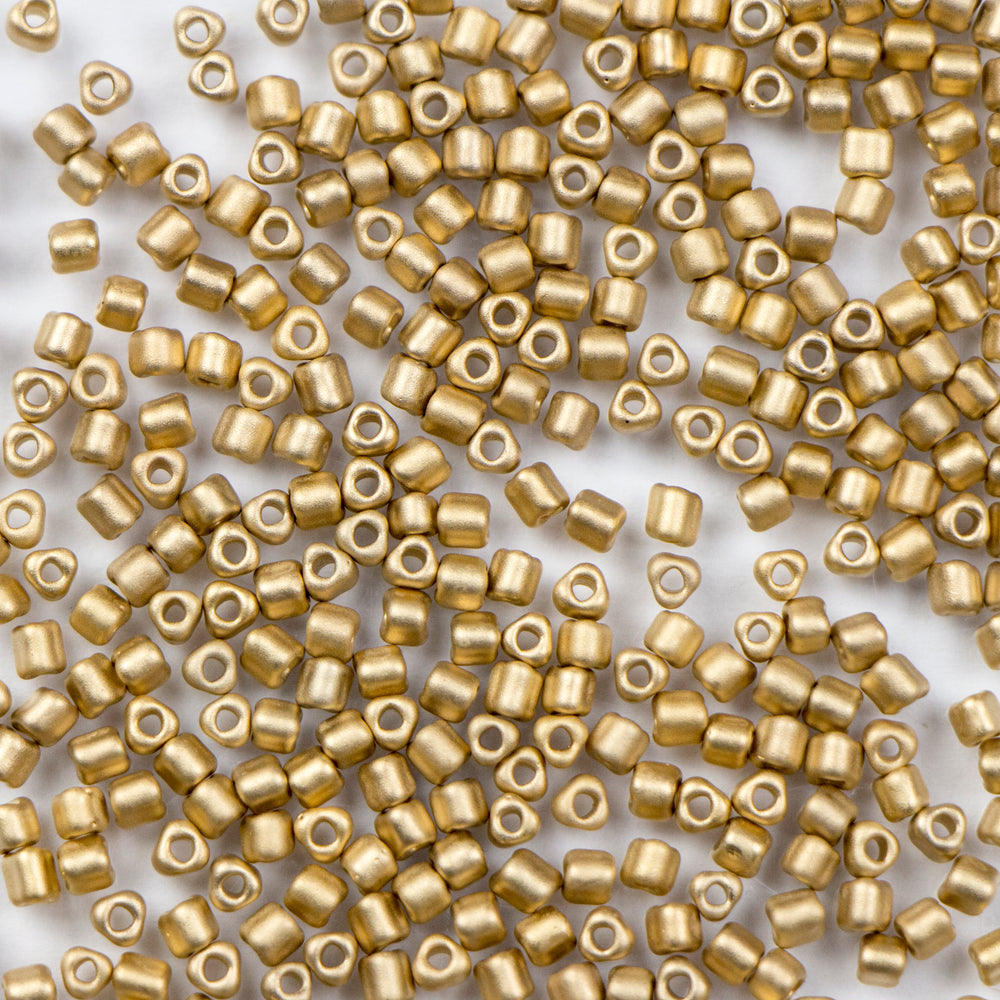 Miyuki 10/0 TRIANGLE Beads - Matte 24kt Gold Light Plated