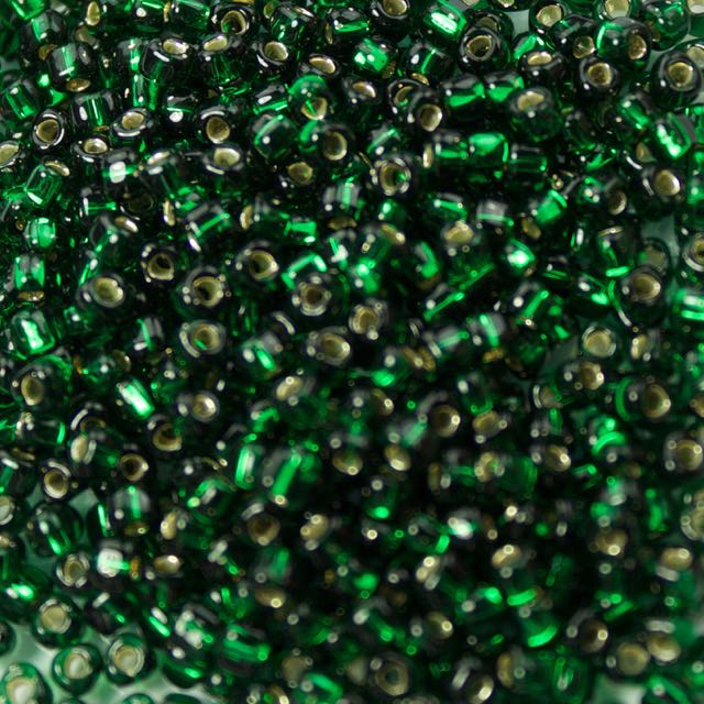 Miyuki 8/0 TRIANGLE Beads - Silverlined Dark Green