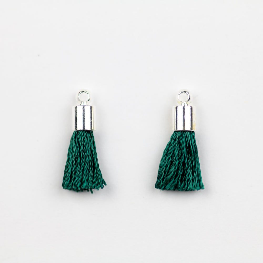 17-20mm Tassel with Silver Cap - Emerald
