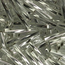 Miyuki 2mm x 12mm Twisted BUGLE Beads - Silverlined Crystal